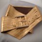 Wide leather belt in copper