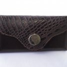 Dark Brown Leather Wallet  with croco detail