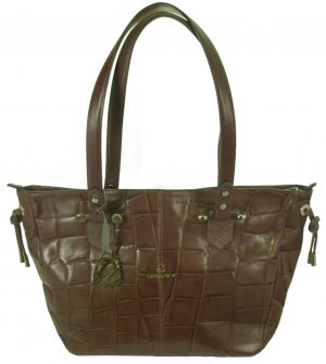 Chiarini- Gray  croco embossed leather handbag