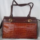 Argentina Brown leather croco embossed Handbag