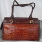 Argentina Brown leather croco embossed Handbag