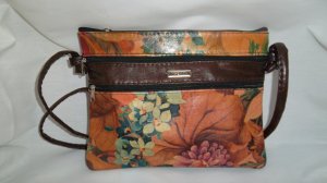 Berry Red and green  leather shoulder handbag