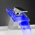Single Lever Chrome Waterfall LED Bathroom Sink Faucet