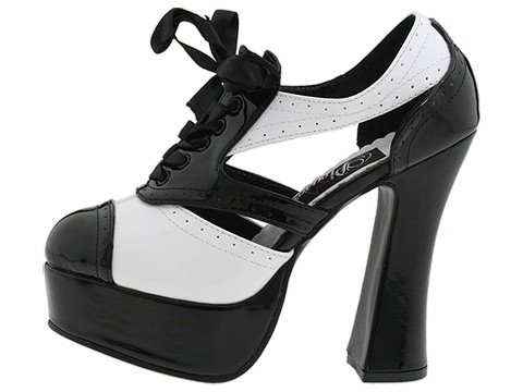 Pleaser USA Womans Size 16 Shoes Unisex Size 14 Pumps Heels Black White Dolly Up NIB