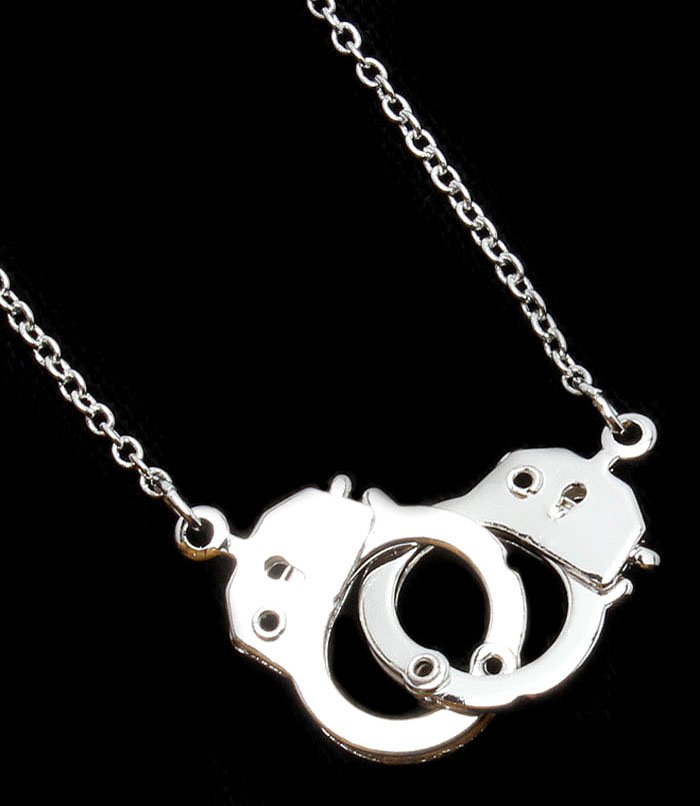 Handcuff Necklace Charm Silver Link Chain Police Cuff Cuffs