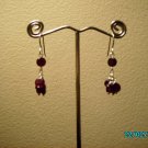 Earrings Design by Hypnotic Jewelry "Floating Dots" Sterling Silver and Burgundy Glass Beads