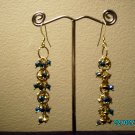 Earrings Design by Hypnotic Jewelry Gold Rain Costume enhanced with Blue Swarovski crystal