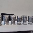 SET OF 6 ZINN PEWTER SHOTGLASS SET-W GERMANY SKS ZINN