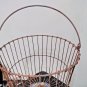 LARGE Antique Primitive Wire Egg Apple Clam Gathering Basket Footed 11"HT X 14"