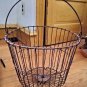 LARGE Antique Primitive Wire Egg Apple Clam Gathering Basket Footed 11"HT X 14"