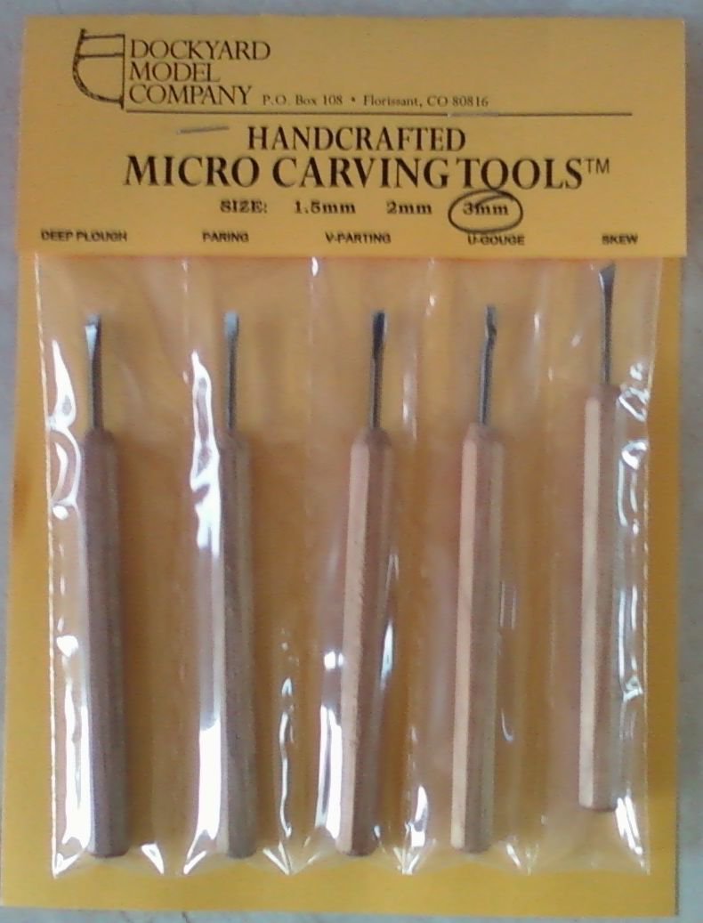 3 mm Carving Set of 5 Dockyard Micro Woodcarving Tools -free USA shipping