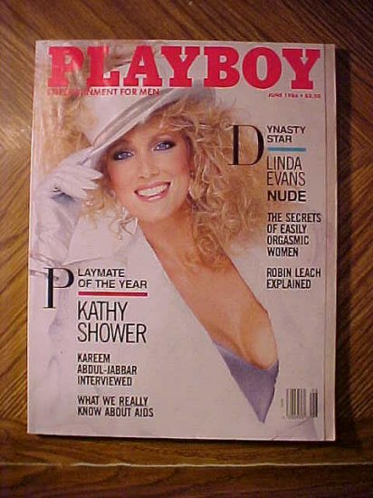 Playboy Magazine - June 1986 Linda Evans, Kathy Shower, Kareem Abdul-Jabbar...