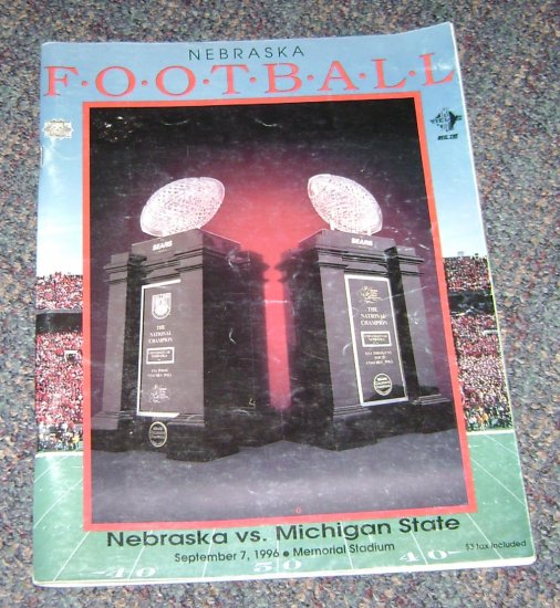 Nebraska football guide sept-7 1996 Michigan State Brook Berringer dedication