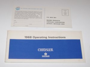 1968 Chrysler Operating instructions