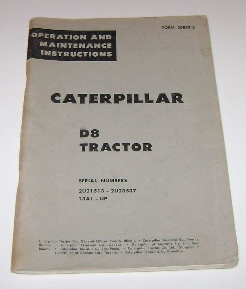 Caterpillar D8 Tractor Operation & Maintenance Instructions