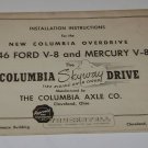 Installation Instructions 1946 Ford V-8 & Mercury Columbia Axle Co