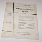 Sears Kenmore Electric Range repair parts list model's 911.9147911 911.9147912