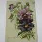 Vintage Postcard Best Wishes Purple Flowers PM'd 1908
