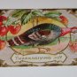 Vintage Postcard Thanksgiving Joy Colorful Turkey & Strawberries