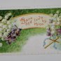 Vintage Postcard Peace and love By Thine Cross and Purple White Flowers
