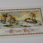 Vintage Postcard Happy New Year Rural Snowy Scene by Pond