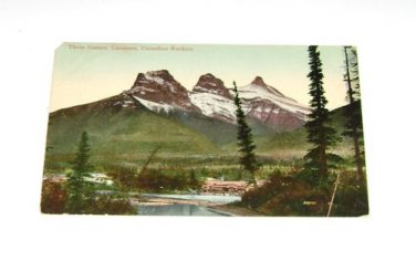 Vintage Postcard Three Sisters Canmore Canadian Rockies