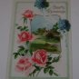 Vintage Postcard "Hearty Greetings"  Roses & Rural Scene