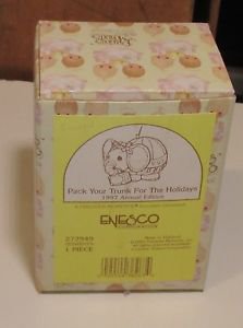 1997 Precious Moments PACK YOUR TRUNK FOR THE HOLIDAYS Ornament 272949 ELEPHANT