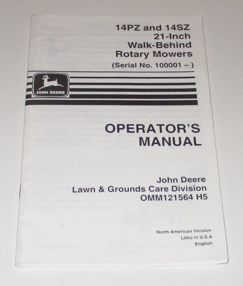 John Deere 14PZ 14SZ 21" WalkBehind Rotary Mower S/N 100001 Operator