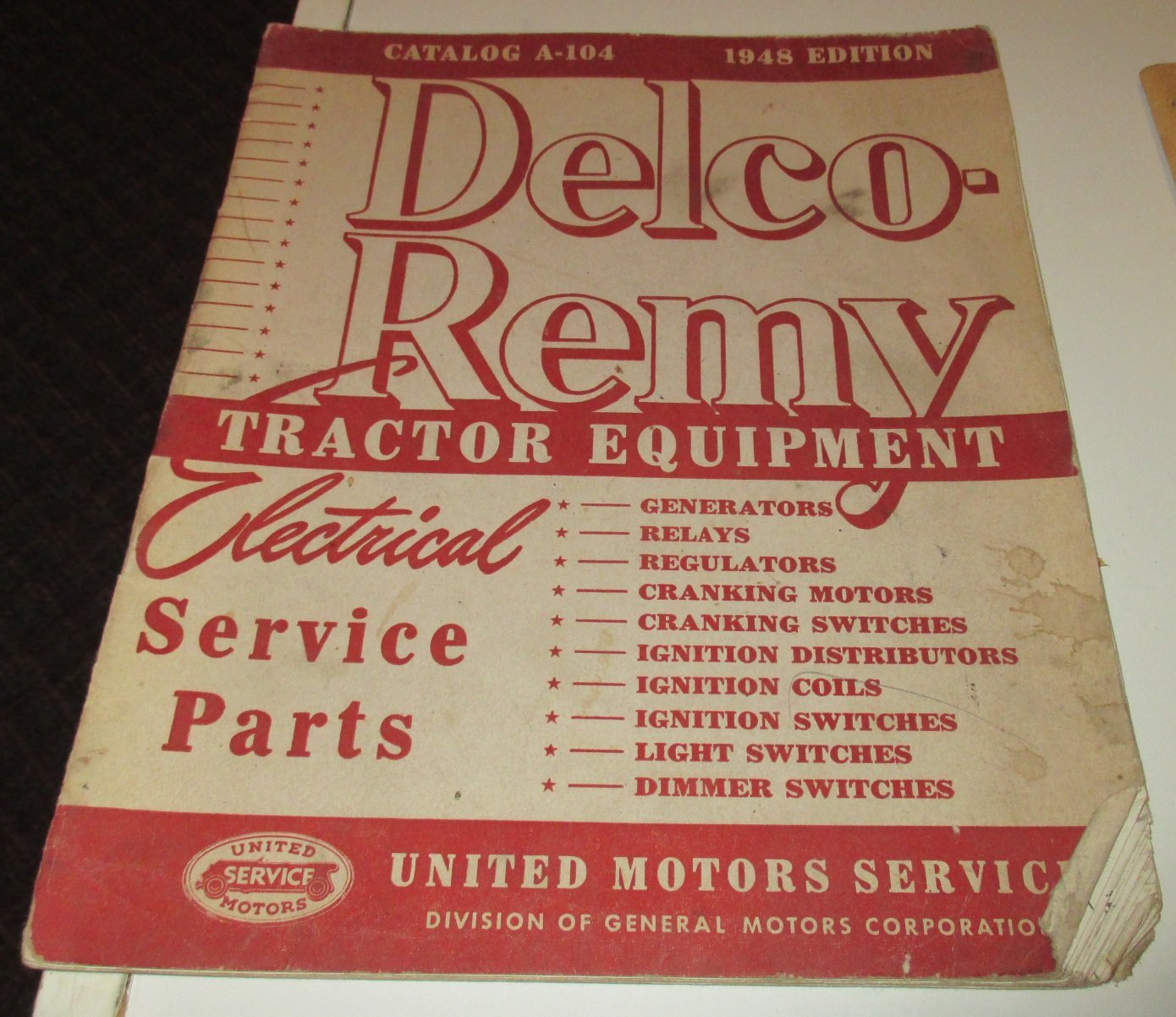 delco remy tractor equipment electrical service parts catalog A104 1948