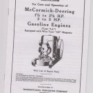 McCormick Deering Instructions 1 1/2 - 2 1/2 to 5HP Gasoline Engines LA wico AH Magneto