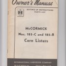 mccormick nos 185-c and 185-r corn listers operators manual