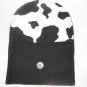 Black Canvas Clutch with Cow Print Lining