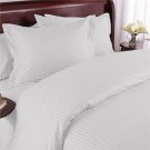 Pure Cotton 800TC Queen White Stripe Flat Sheet
