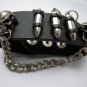 Men Chain Bullet Skull Gothic Black Leather Metal Bracelets Cuff