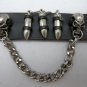 Men Chain Bullet Skull Gothic Black Leather Metal Bracelets Cuff