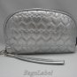 Silver Cosmetics Bag Makeup Case Heart Mirror Purse Clutch