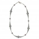 Light Blue Pearl Glass Beaded w/ small Light Lavender 14.5" Necklace
