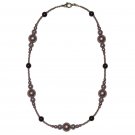 Light Lavender Pearl Glass Beaded with Violet small beads 14.75" Necklace