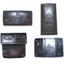 AWESOME HAND TOOLED LEATHER SKULL BIKER ROCKER WALLET