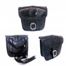Custom Made Black Thick Full Grain Leather Tooled Biker Sissybar Bag!