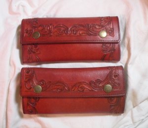 AWESOME BROWN CUSTOM HAND TOOLED LEATHER WALLET!