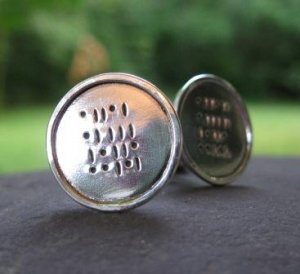 Geek Love . Sterling Silver Cuff Links . Binary Code Inscription of any word up to 5 letters long
