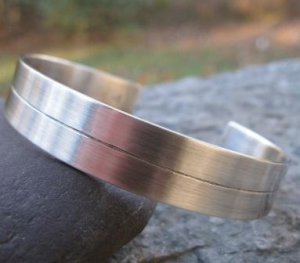 Center Line Cuff in sterling silver . custom inscribed on the inside . for him or her