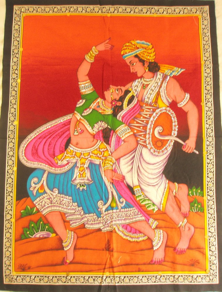 Rajasthan Folk Tribal Dance Drum Wall Hanging Decor Sequin Tapestry