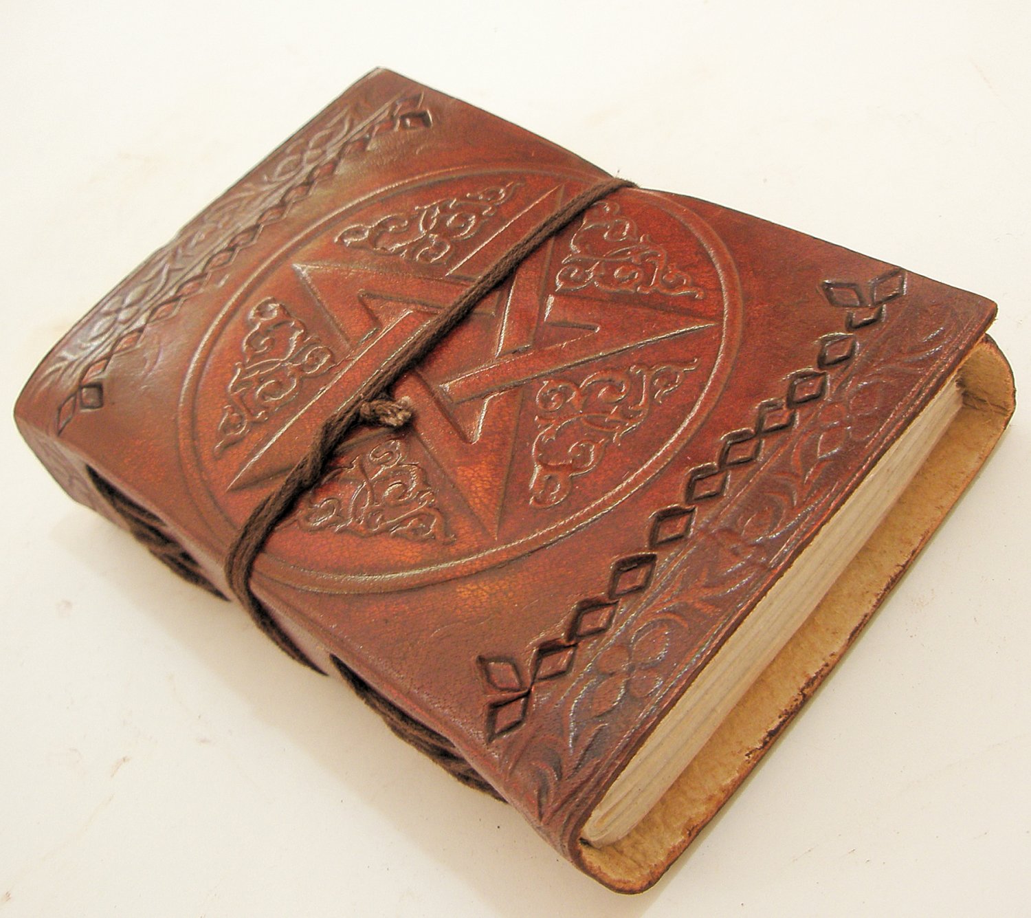 Handmade Leather Bound Journal Blank Diary Celtic Pentagram Book Of