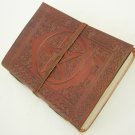 Natural Paper Handmade Leather Bound Celtic Pentagram Blank Journal Diary Embossed Writing Notebook