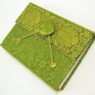 Handmade Eco Recycled Paper Unlined Journal Blank Diary Writing Notebook Sari Fabric Cover Green