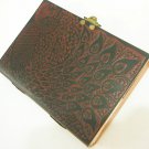 Handmade Paper Leather Bound Journal Peacock Embossed Blank Diary Wiccan Book of Shadows