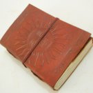 Handcrafted SUN Embossed Leather Journal Handmade Paper Blank Travel Diary Writing Notebook